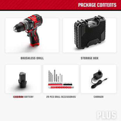 YEVOLT YVGCB12JY Series 12V Brushless Electric Drill Li-ion Compact Cordless Driver High Speed Handheld Screwdriver Power Tools