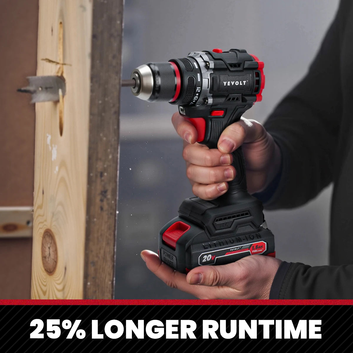 YEVOLT 20V Brushless Electric Drill  Handheld Screwdriver Li-ion Compact Cordless 21+1 Driver Power Tools-YVGBD20DU2 Series