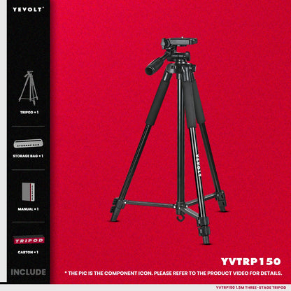 Tripé de nível a laser YEVOLT YVTRP150 com adaptador de tripé de liga de alumínio de 1,5 m com altura ajustável e suporte para ferramenta de autonivelamento
